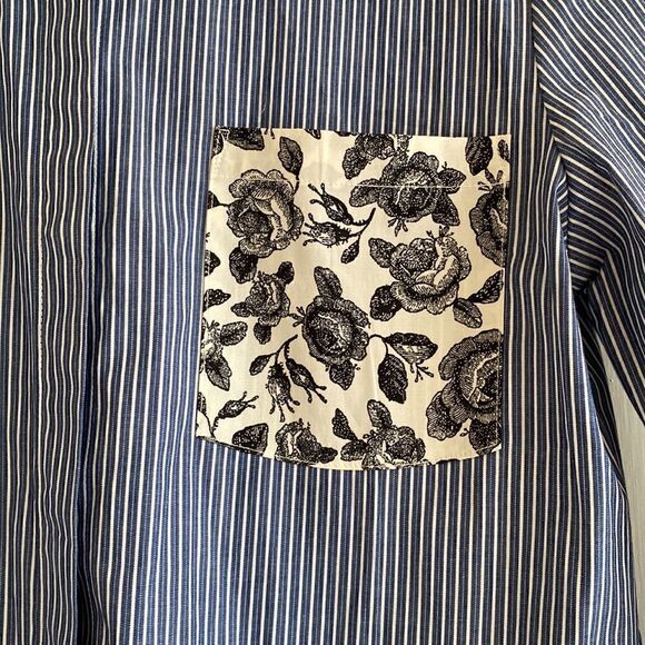 NWT Thakoon Design Nation London Blue White Button Down Striped Shirt Size S - Picture 6 of 15